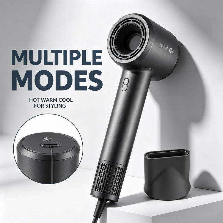 High Speed Negative Ions Hair Dryer 110000RPM 1600W Low Noise Blow Dryer With Concentrator Nozzle For Home Salon Daily Hairstyling