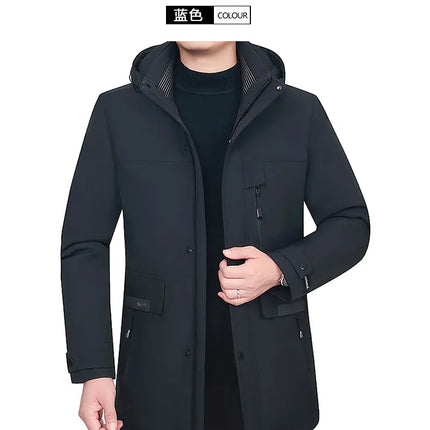 Men's Detachable Liner & Hat Puffer Coats Business Casual Hooded White Duck Down Jackets 2026 Winter Outwear Windproof Top Parka
