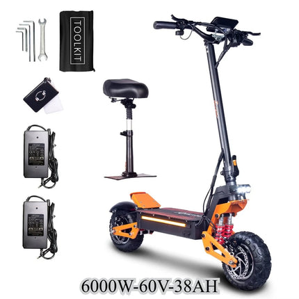 Scooter elettrico pieghevole 2025 10000W Doppi motori Forte potenza 72V/40AH Velocità massima 100KM/H portata massima 130KM Velocità veloce EU
