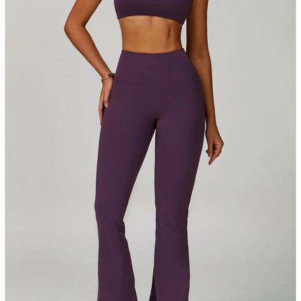 Flared Leggings Women's Wide-leg Pants High Waisted Hip lifting Yoga Pants Quick Drying Running Exercise Fitness Bell bottoms PlatiNum