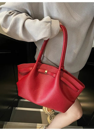 Nuove Borse a Spalla di Lusso 2026 con Motivo Lychee, in Pelle PU Tinta Unita, Borse da Donna di Grande Capacità, Borsa Tote da Viaggio