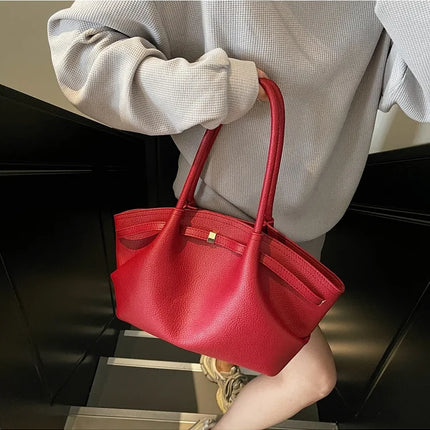 Nuove Borse a Spalla di Lusso 2026 con Motivo Lychee, in Pelle PU Tinta Unita, Borse da Donna di Grande Capacità, Borsa Tote da Viaggio