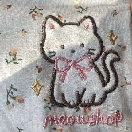 Y2k Hoodies Green Kawaii Cat Floral Print Hooded Zip-up Woman Sweatshirts Pink Thin Jacket Spring Fall Clothes Cute Streetwear