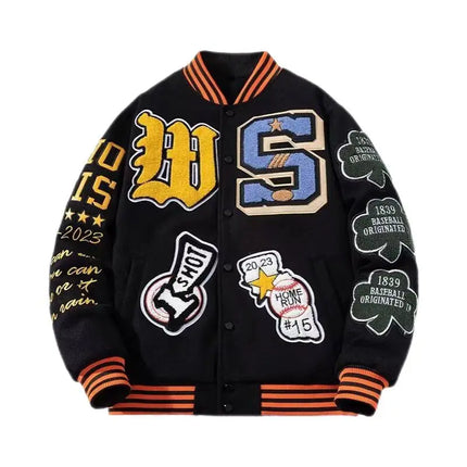 Spring Autumn Cool Stylish Men's Instagram High street Fashion Brand Embroidery Baseball Jacket Men's Women's Vintage Loose Coat