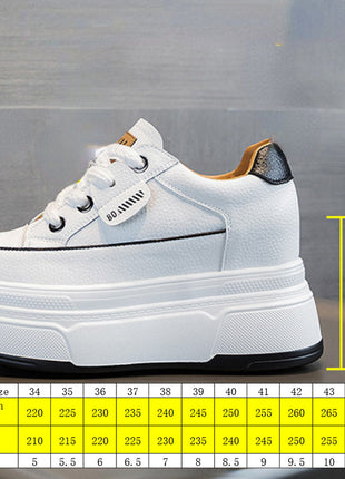 Fujin 9cm 3 inch comfortable platform sneakers for women Genuine Leather Women Vulcanized Shoes Platform High Heels Casual Shoes PlatiNum
