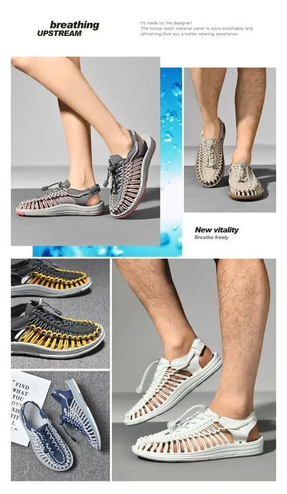 Fashion Men Sandals for Women Slippers Weaving Design Beach Breathable Casual Flat Sandals Outdoor Couples Sandals Size 48