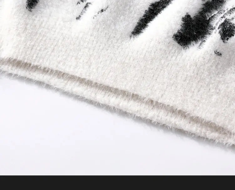 Men Round Neck Pullovers Long Sleeve Jumpers Print Knitted Sweater Slight Strech Regular Casual Simple Thick Winter 2025