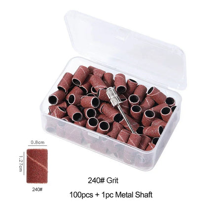 Nail Sanding Ring Bands 80/120/180/240 Grit Electric Manicure Drill Grinding Heads UV Gel Polish Removal Pedicure Abrasive Tools 2028