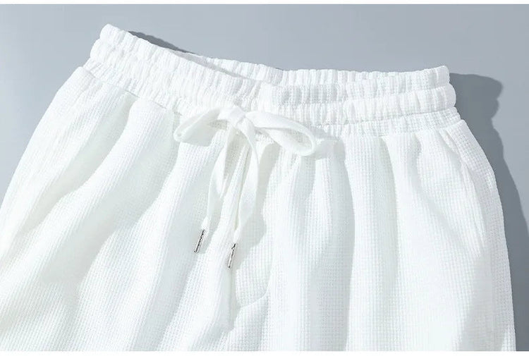 Waffle manica corta e pantaloncini estivi da uomo in due pezzi tuta sportiva Casual da uomo comodi pantaloncini freschi Set oversize platinumshop