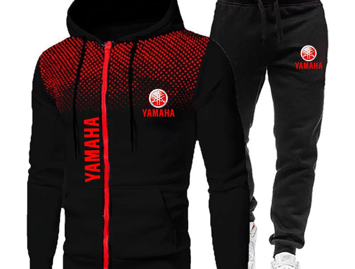 The popular Yamaha logo two-piece men's sportswear for 2025, running clothes, sportswear, hooded sweatshirt, zipper sweatshirt, PlatiNum