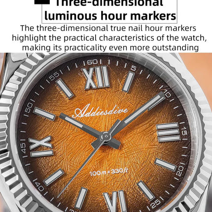 ADDIESDIVE 36mm AD2512 Watch For Men BGW9 Luminous Jubilee Strap 100m Waterproof Sapphire Glass VH31 Movement Quartz Watch Reloj