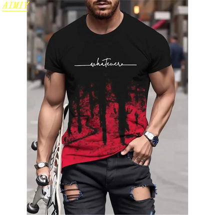 T-shirt da uomo casual sportiva oversize ampia più abbigliamento con stampa Milano comoda maglietta da shopping girocollo a maniche corte