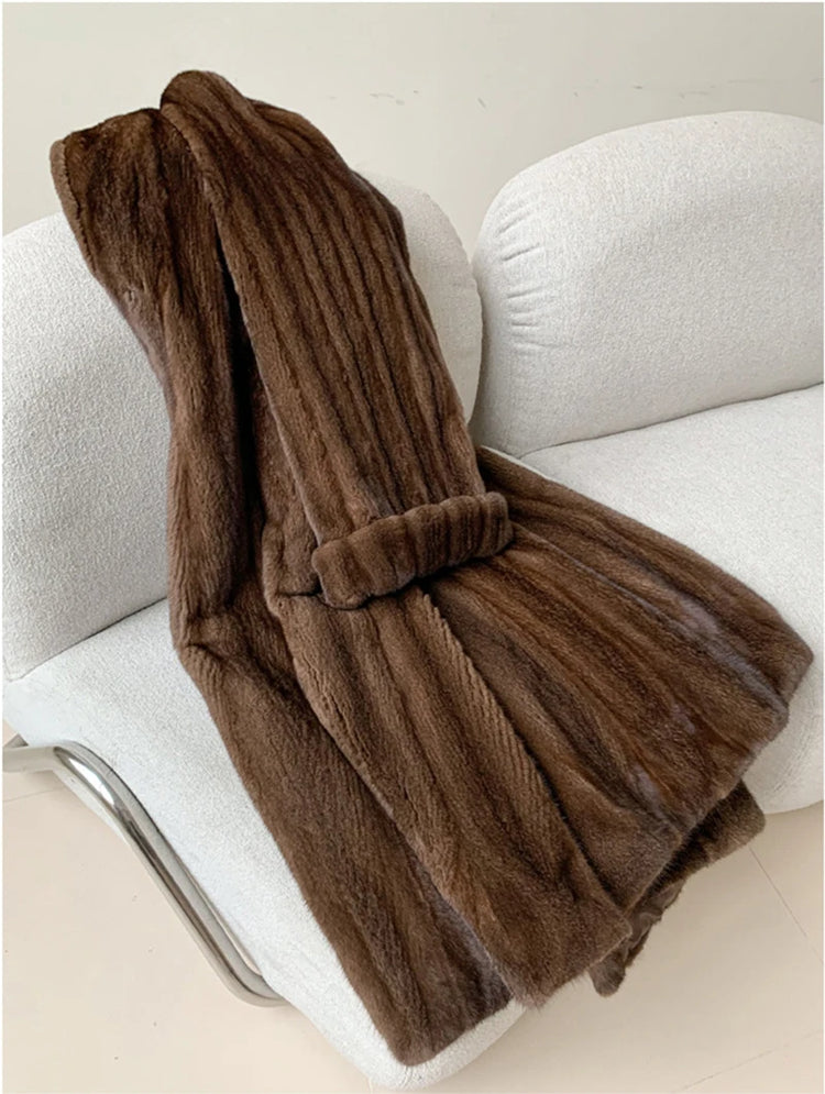 ZADORIN Luxury Designer Clothing Winter Mink Coat Woman Long Brown Faux Fur Coats Woman Chic Fluffy Fur Jacket Loose Outerwears