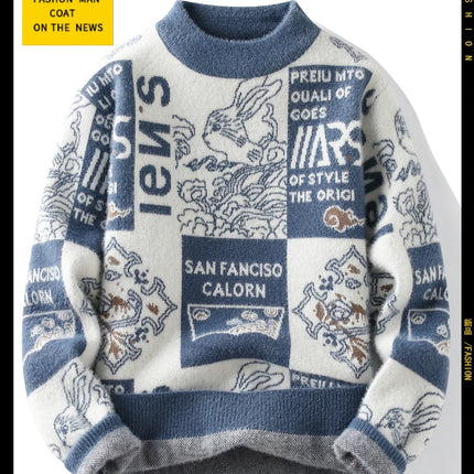 Men's Sweater New Autumn Winter Print Hip Hop Sweater Men Streetwear Print Pullover Tops Harajuku Couple Sweater