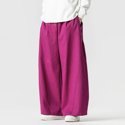 Pantaloni Primaverili 2026 da Uomo, Comodi e Larghi in Cotone, Stile Hip Hop, Tinta Unita, Moda Casual, Gamba Larga, Taglie Forti fino a 5XL