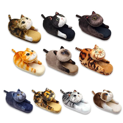 Tortoiseshell Cat EVA Cat Hugging Slippers Soft Creative Plush Kitty Slippers Cozy Animal Winter Fluffy Slides Women