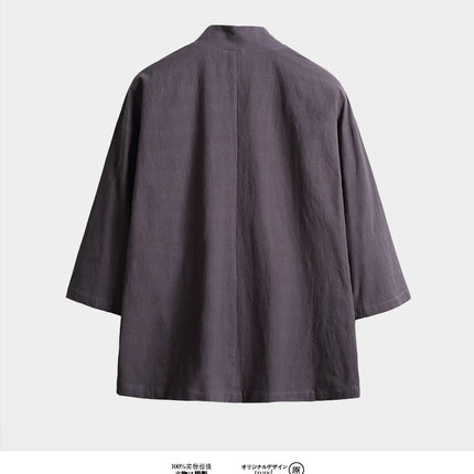 Camicia Estiva da Uomo Stile Cinese Kung Fu Tai Chi, Tinta Unita in Cotone, Comoda, Streetwear Retrò, Abbigliamento Tradizionale