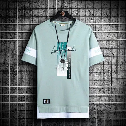 2025 New Men's T-shirt Korean Fashion Summer Short Sleeve Print Men's T-shirt Casual Harajuku Men's Clothing Graphic Men's T-shirt