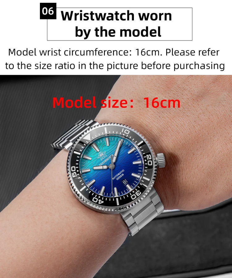 ADDIESDIVE Men Watch 100Bar Diver Fiery Sunset Cloud  8215 Sapphire Glass BGW9 Luminous Reloj Automatic Mechanical Watch AD2526