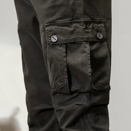 2025 New Multi-Pockets Spring Summer Cargo Pants Men Streetwear Zipper Leg Skinny Work Joggers Cotton Casual Tactical Trousers