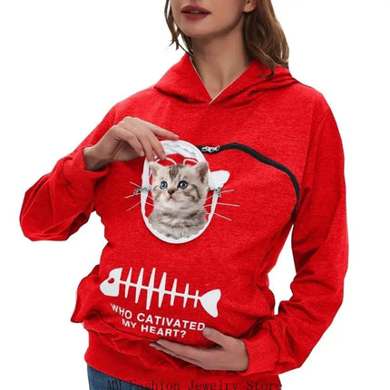 Cartoon Cats Dog Sweatshirt Women's Fit Including Pet Window And Breathable Mesh For Comfortable Carrying D0UB
