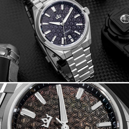 ADDIESKIN Men Watch 40mm Sapphire Embossed Mother-of-Pear Dial 40mm Automatic Watch Mechanical ST2130 Waterproof 200m Luminous