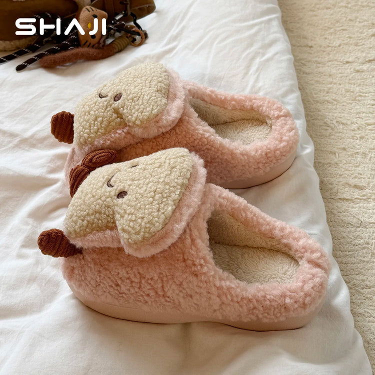 Plush Cotton Slippers Women Winter Indoor Home Shoes Anti-slip Thick Warm Cotton Shoes Cartoon Slippers Soft Comfortable Slipper