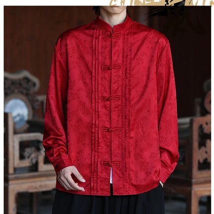 Camicie con stampa Abito tradizionale cinese Tang Camicie comode e traspiranti retrò Kung Fu Tai Chi Camicette casual Abbigliamento da uomo