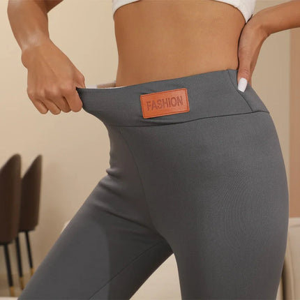 Winter Thicken Warm Leggings Women Lamb Cashmere Joggers High Waist Fleece Elastic Tights Warm Tights Pants Slim Velvet Legging PlatiNum