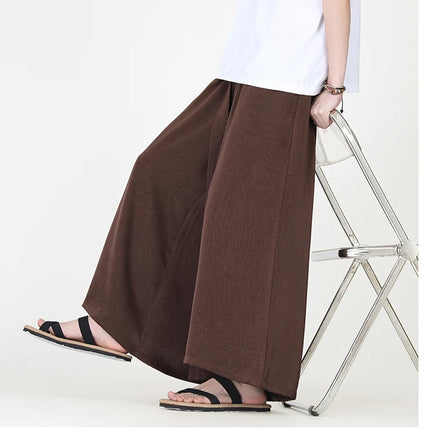 Pantaloni stile cinese da uomo nuovi pantaloni larghi casual in seta di ghiaccio a gamba larga pantaloni da uomo kimono alla moda retrò comodi e traspiranti