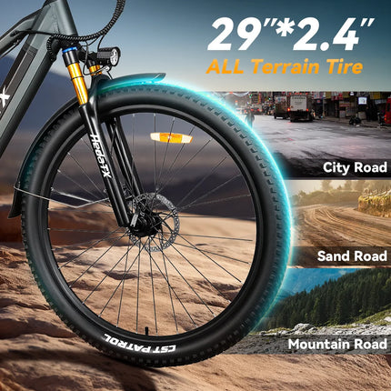 Bicicletta elettrica Heda TX19 1000W 48V 19.2AH Batteria al litio Freno a disco idraulico Pneumatici da 29 pollici Bicicletta elettrica da montagna per adulti