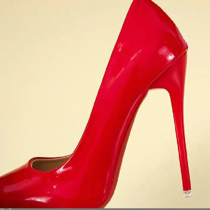 2024 Scarpe da donna Tacchi alti rossi Décolleté sexy con punta a punta 12 cm Scarpe da abito da sposa Colore nero nudo Tacchi alti con fondo in gomma rossa
