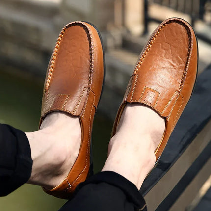 Scarpe Casual da Uomo in Vera Pelle di Lusso, Mocassini Estivi Cuciti a Mano, Traspiranti, Slip-on, Scarpe da Guida, Taglia Grande 47