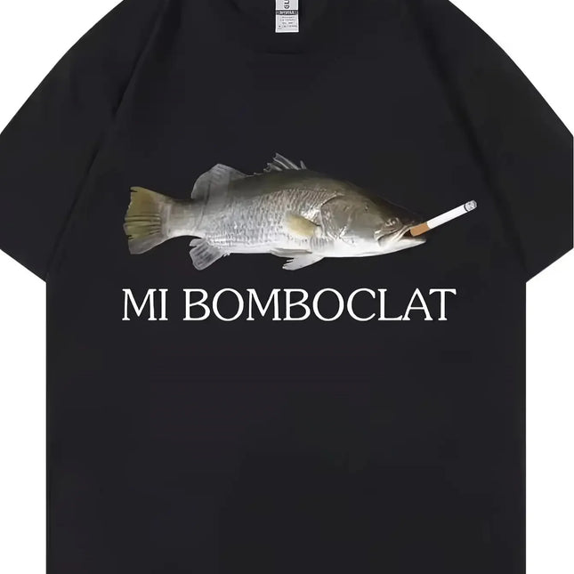 T-shirt Machenner Motif drôle Bombfish - T-shirt rétro style Harajuku manches courtes avec le texte "My Bomboclat"