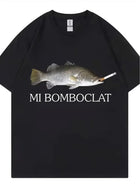 T-shirt Machenner Lustiges Bombfisch Muster - T-shirt retrò Harajuku Stil Kurzarm mit dem Text 