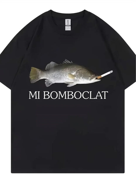 T-shirt Machenner Motif drôle Bombfish - T-shirt rétro style Harajuku manches courtes avec le texte "My Bomboclat"