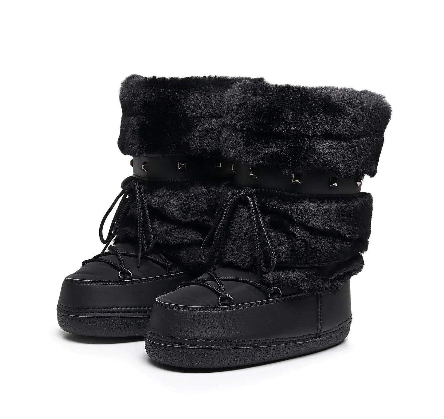 Women's Furry Boots New Warm Skiing Winter Boots Women Space Boots Trendy Ladies Winter Shoes Non-slip Girls Snow Boots