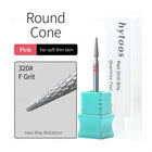 HYTOOS Round Cone Diamond Cut Pro Nail Drill Bits Chrome Russian Cuticle Bit for Electric Nail Drill Dead Skin Cleaner Prep Tool