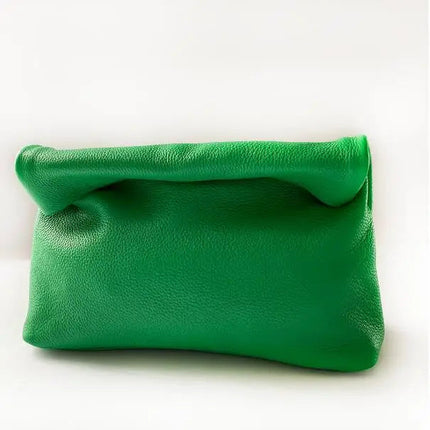 Personality roll-edge leather bag  lazy casual leather soft bag  Phone Women High Quality holding red large bag luxury designer PlatiNum