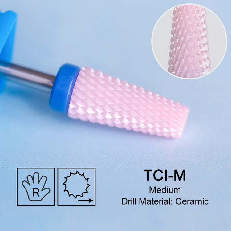 Pink Ceramic Carbide Nail Drill Bits Milling Cutter For Gel Polish Remover Electric Nail Machine Polishing Peeling File Home Salon Manicure Pedicure Accessories