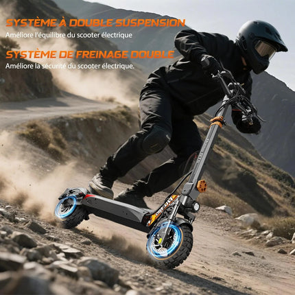 Monopattino Elettrico 800W, Batteria 48V 15.6Ah, Autonomia 55km, Doppia Sospensione, Pneumatici da 10 Pollici, Freno a Disco, Pieghevole, Carico Massimo 120kg