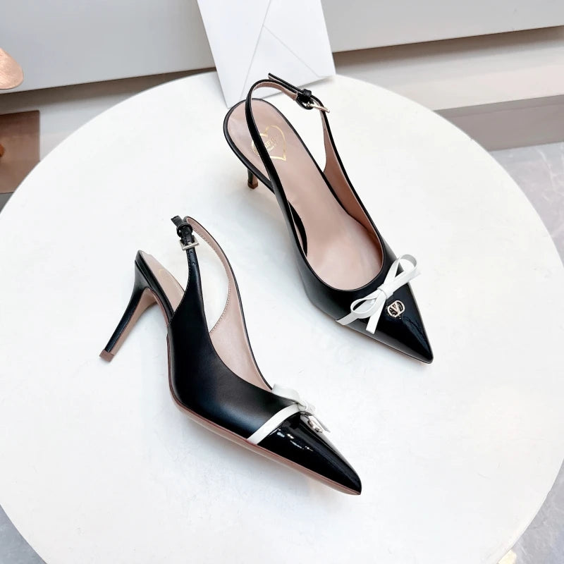 Heels sandals Gladiator summer luxury Brand 2025 bow Women High Heels Pointed toe designer Elegant Slingbacks Party Ladies Shoes