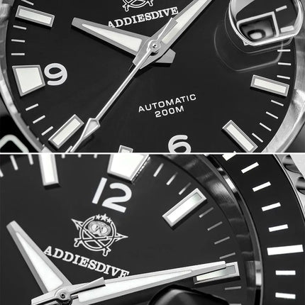 ADDIESDIVE Men Fashion Diving Mechanical Watch, Sapphire Crystal 20Bar Ceramic Bezel Super Luminous Stainless Steel Personalized