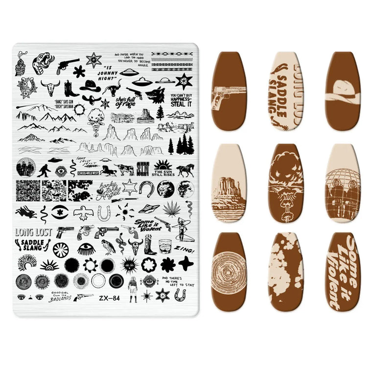Flowers Love Nail Stamping Newspaper Splice Theme Irregular Stamping Plates Letter Nail Art Printing Stencil Tool Big Size Tools