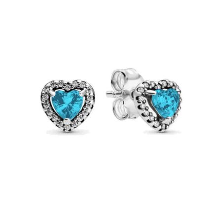 2025 Orecchini originali in pietra a forma di cuore bianco rosa, blu, rosso, verde, orecchino di perla con fiocco di neve, gioielli in argento s925 con fascino femminile platinumshop