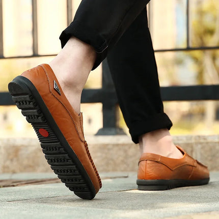 Scarpe Casual da Uomo in Vera Pelle di Lusso, Mocassini Estivi Cuciti a Mano, Traspiranti, Slip-on, Scarpe da Guida, Taglia Grande 47