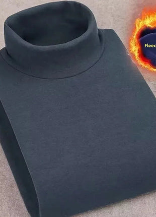 Double-Sided Fleece Long Sleeve T-Shirt Men's Autumn Winter Half High Collar Base Layer Heavyweight Warm Top Base Layer Shirt PlatiNum