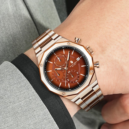 SAPHERO Orologio Cronografo Uomo al Quarzo 5ATM Impermeabile Acciaio Inox con Data, Regalo Perfetto per Padre, Marito, Fidanzato per Natale, Compleanno, San Valentino platinumshop