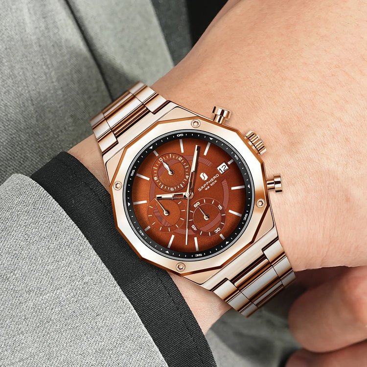 SAPHERO Orologio Cronografo Uomo al Quarzo 5ATM Impermeabile Acciaio Inox con Data, Regalo Perfetto per Padre, Marito, Fidanzato per Natale, Compleanno, San Valentino platinumshop