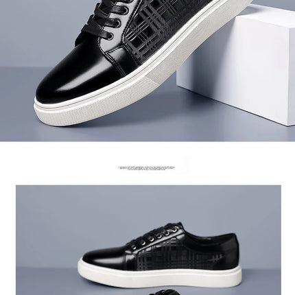 Daily Men's Luxury Brand Shoes Casual Blue Black Sneakers Shoes Man Lace-up Comfortable Leather Flat Shoes